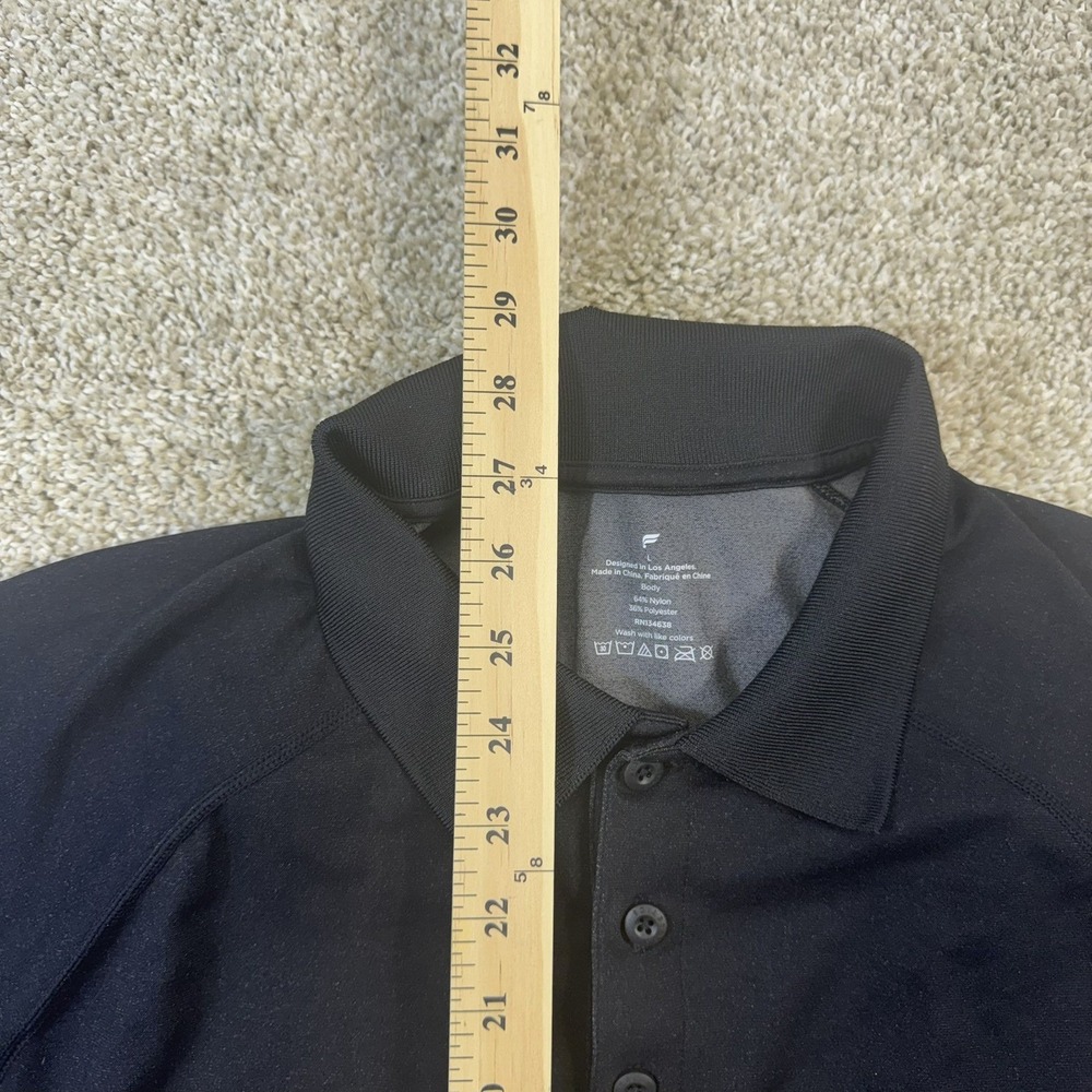 Fabletics Mens Large Black Performance Polo Shirt Mesh Side Panels RN134638 - Picture 6 of 7
